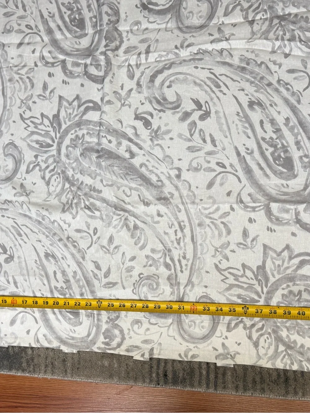 Pottery Barn Cream and Gray Paisley Drapery Panel